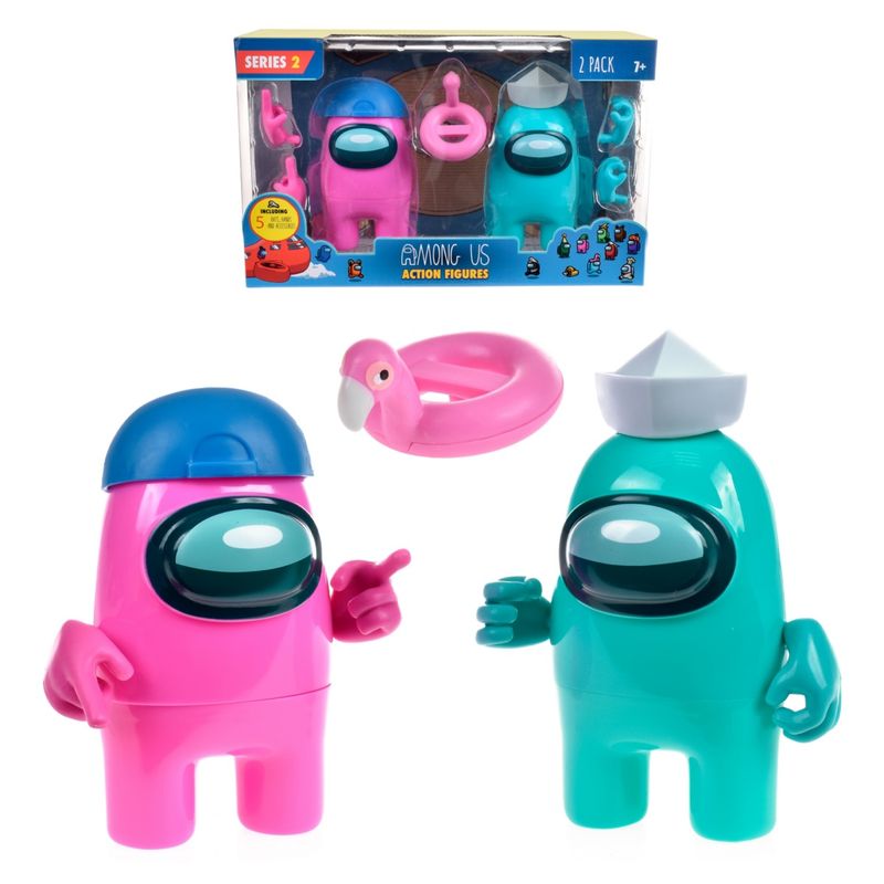 AMONG US - Pack 2 Figuras De 12 Cms Among Us - Rosado Jockey Celeste