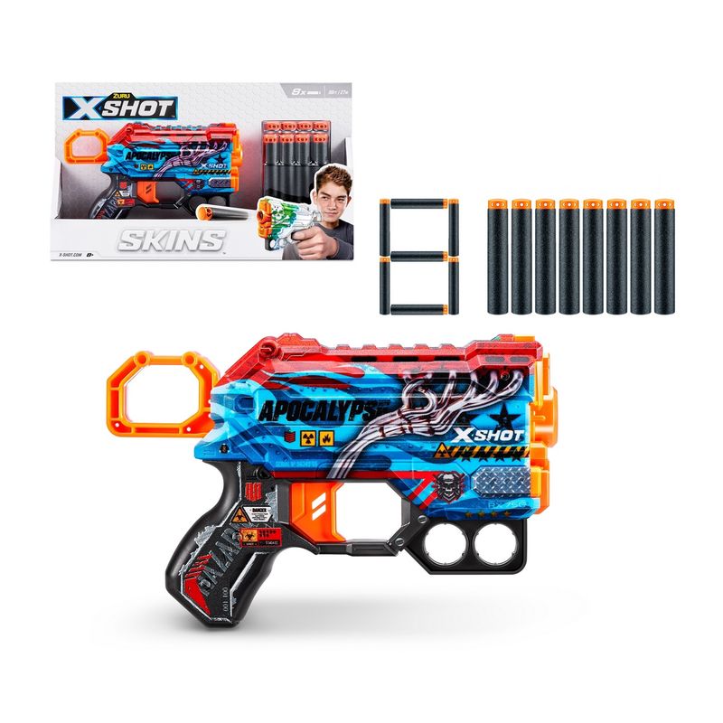 X-SHOT - Lanza Dardos Menace Skins Con 8 Dardos X-Shot - Apocalypse