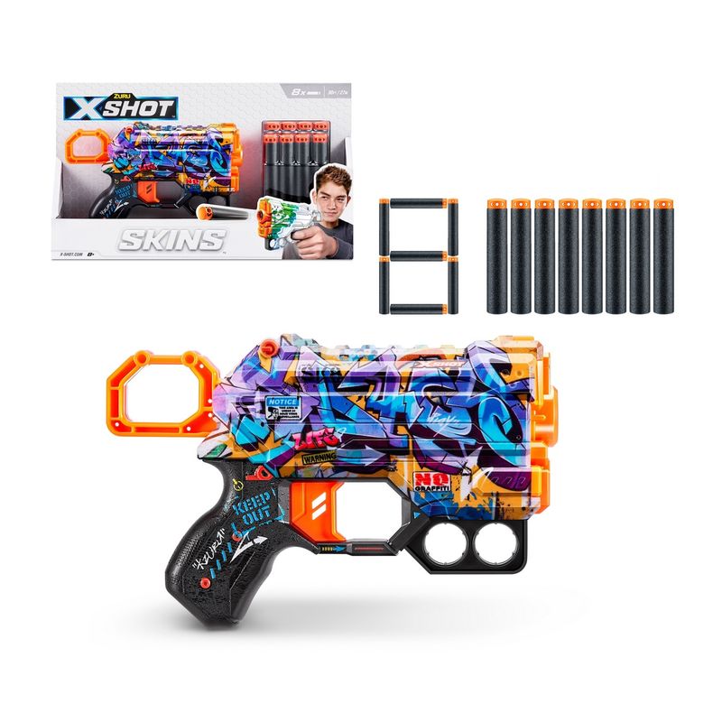 X-SHOT - Lanza Dardos Skins Con 8 Dardos X-Shot - Spray Tag