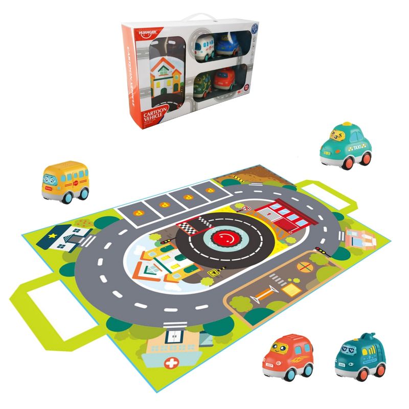 ANSALDO - Pista con 4 Vehiculos Infantiles Con Luces Y Sonidos