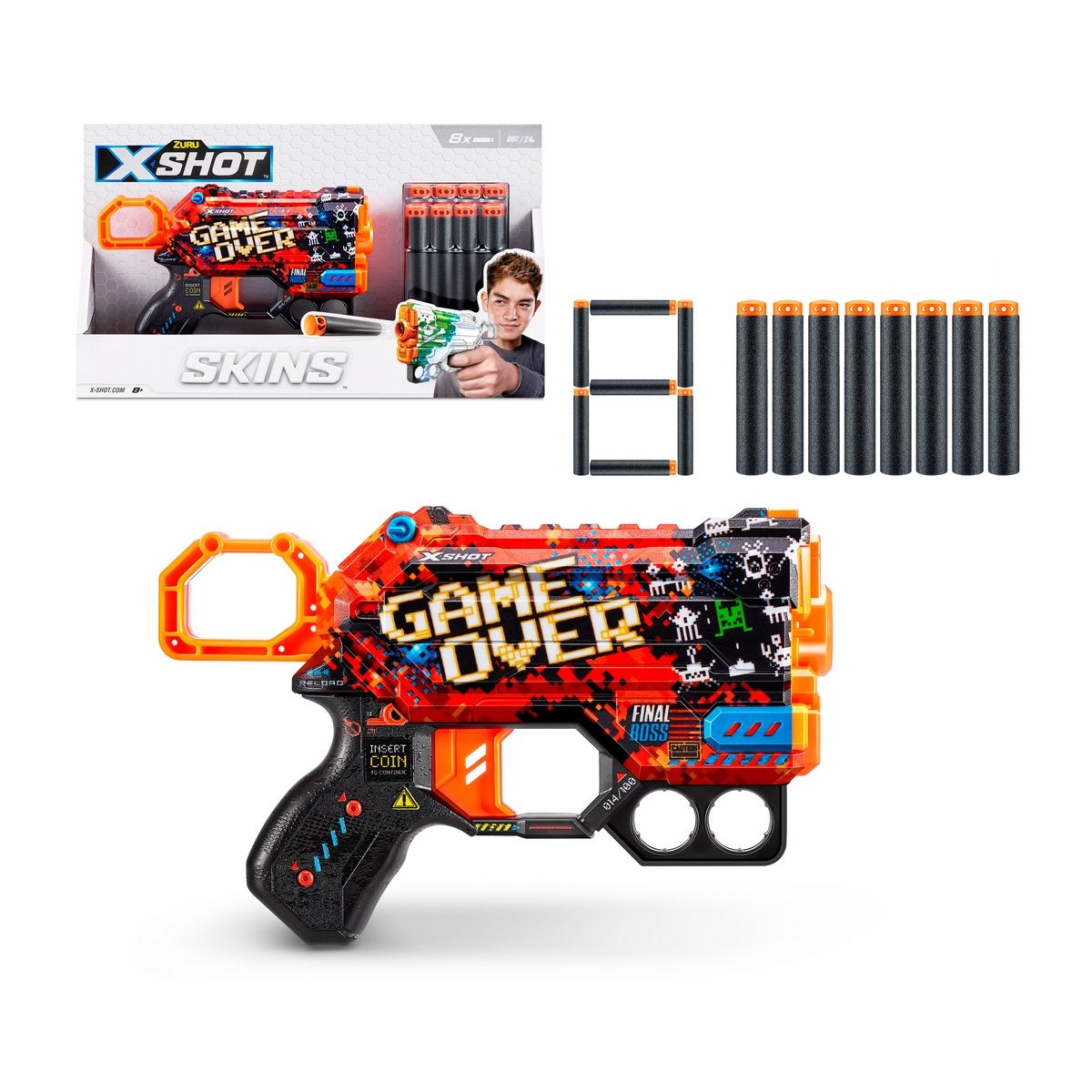 Lanzador de dardos X SHOT Menace Skins Game Over 8 dardos, marca X-SHOT - Foto 2
