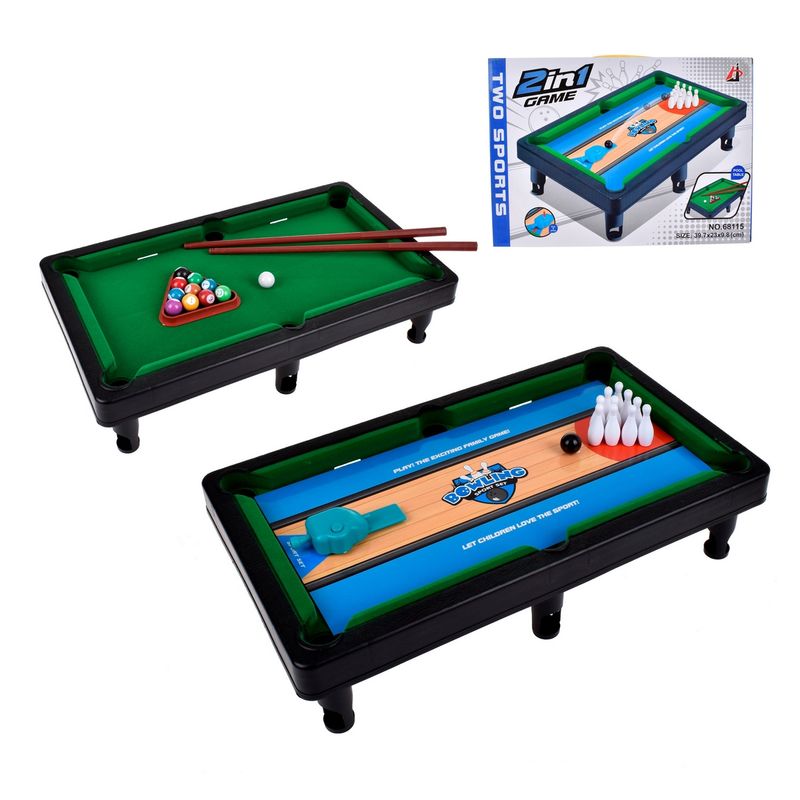 ANSALDO - Mesa 2 En 1 Pool Y Bowling De 40 X 23 Cm