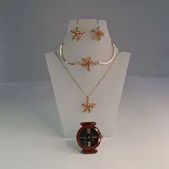 GENERICO - Reloj pulsera collar y aros de moda con diamantes imitación para mujer
