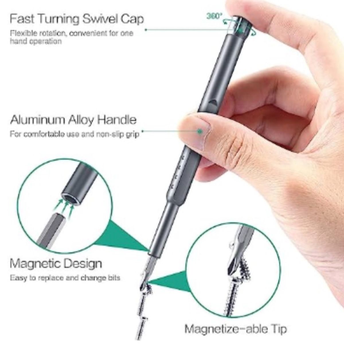 GENERICO - Set Profesional Desarmador Magnetico 25 piezas