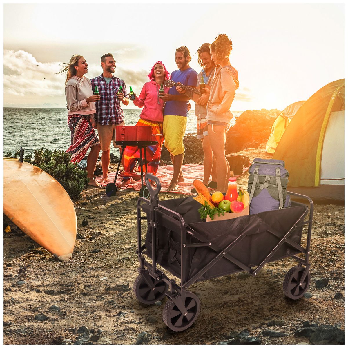 RUTTA - Carro de Camping Plegable Negro