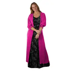 MARIA PASKARO - Tapado Kimono Largo Santini Fucsia Plisado