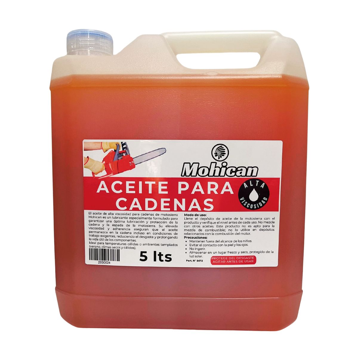 MOHICAN - ACEITE CADENA MOTOSIERRA 5 LITROS MOHICAN