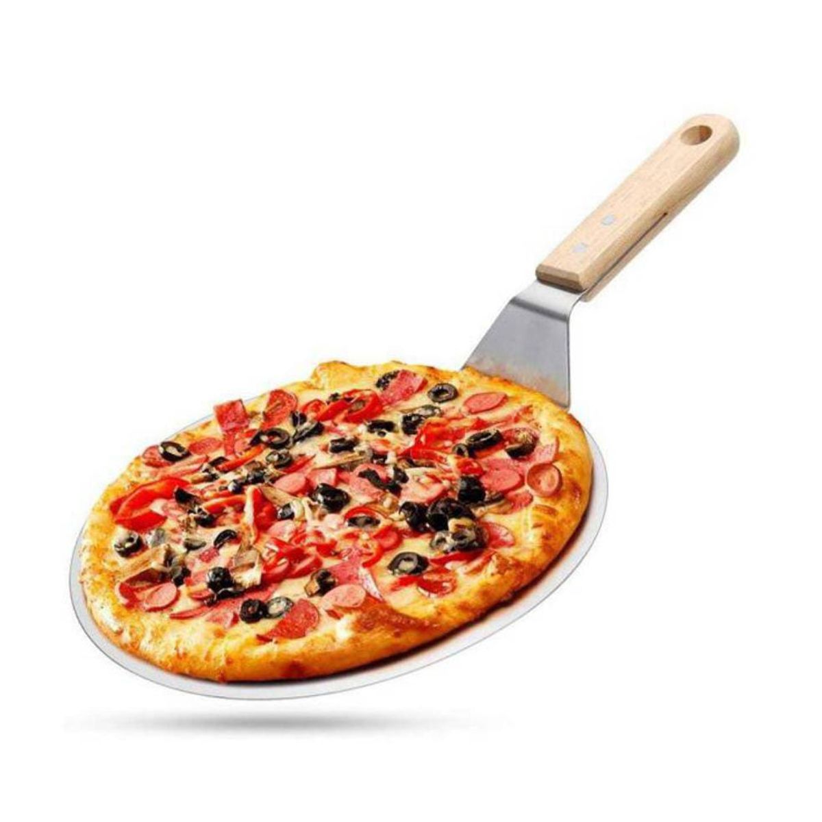 GENERICO - Pala De Pizza Redonda 25.5Cm  Mango de Madera PREMIUM
