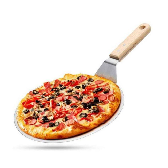 GENERICO - Pala De Pizza Redonda 25.5Cm  Mango de Madera PREMIUM