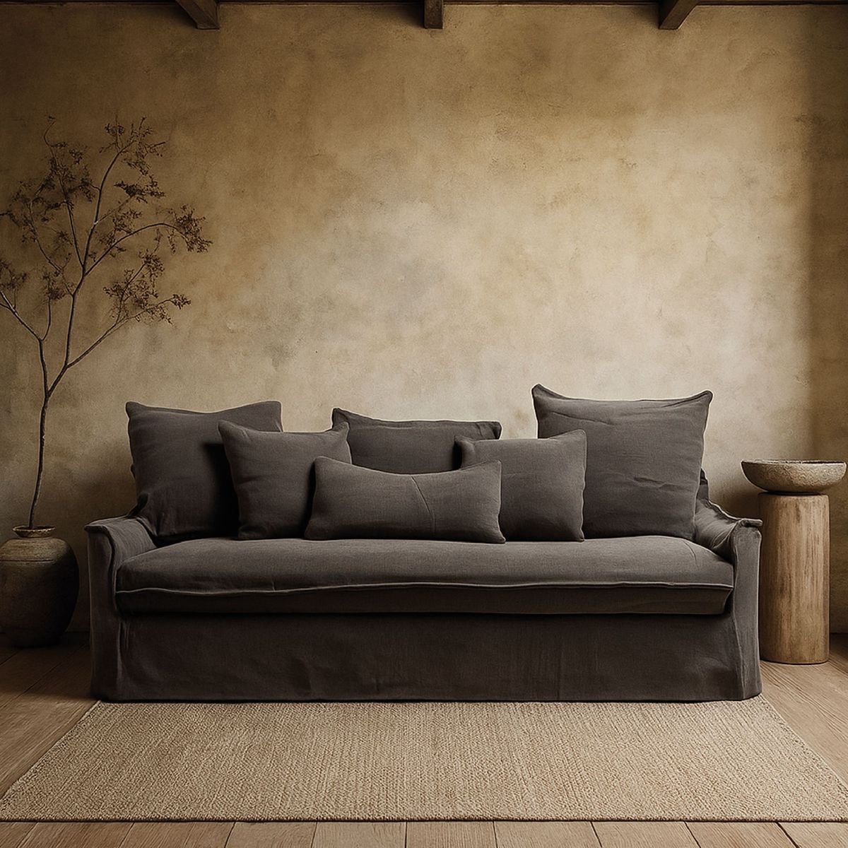 MILK - Sofa 3 Cuerpos Balum Acero