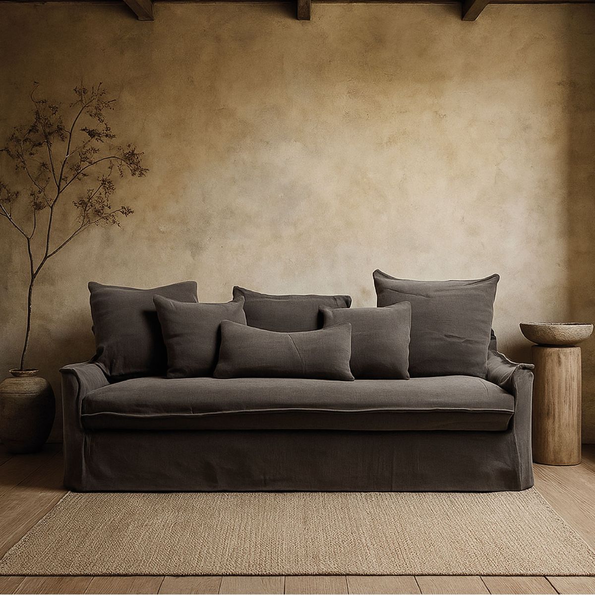 MILK - Sofa 3 Cuerpos Balum Acero