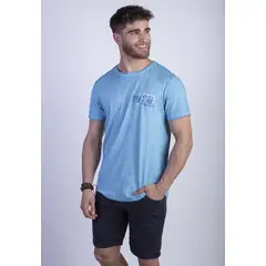 FEROUCH - Polera Dirty Wash New York Celeste