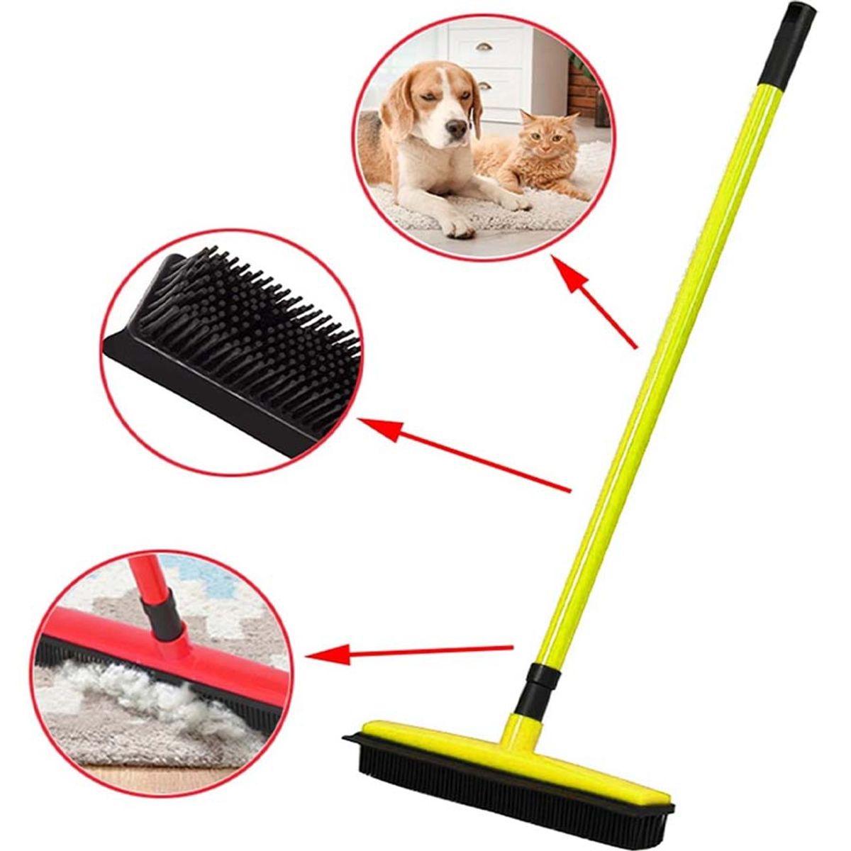 CRUSEC - Escoba Raspador de Goma Elimina Pelusas de Mascotas