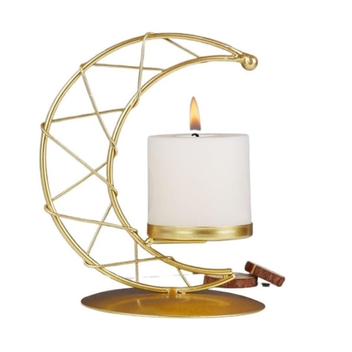 GENERICO - CANDELABRO DE LUNA DORADO VELA CIRIO 13.8 X 11 CMS