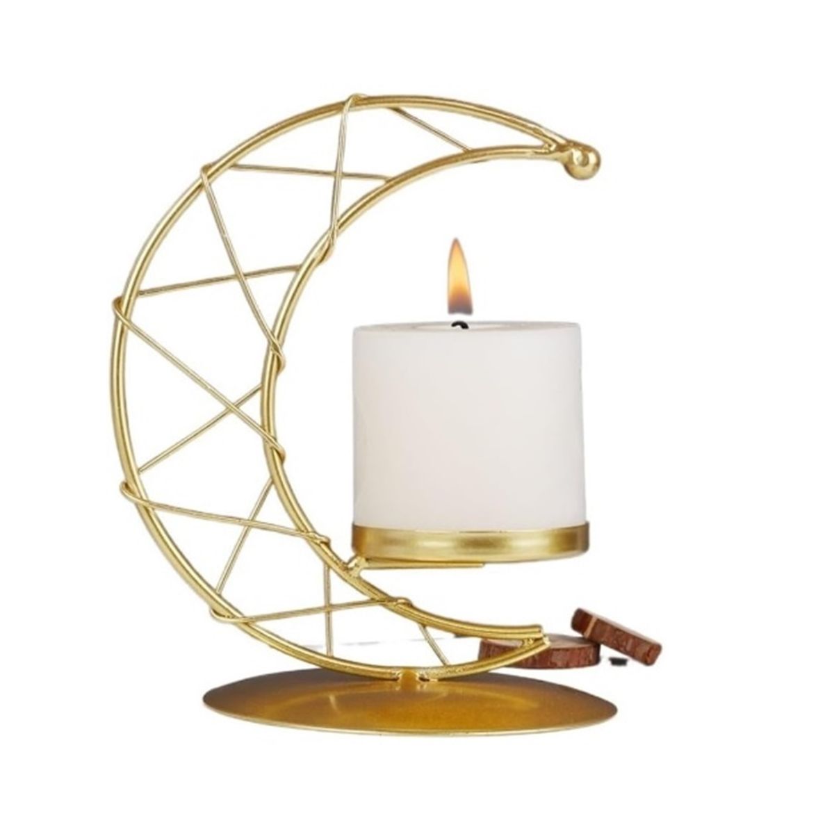 GENERICO - CANDELABRO DE LUNA DORADO VELA CIRIO 13.8 X 11 CMS