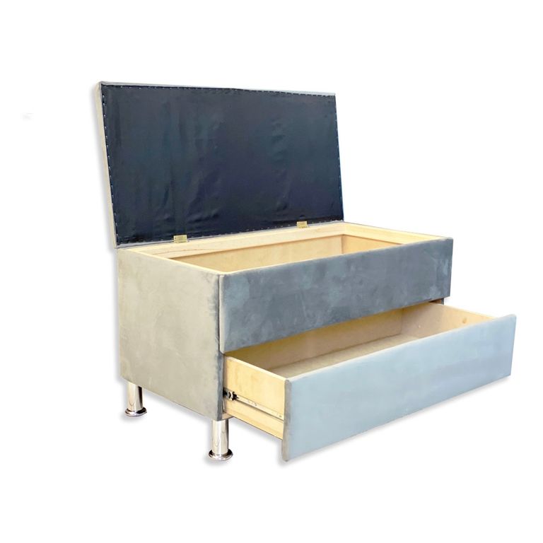 Banqueta Baul Zapatero Gris Felpa Pmetal