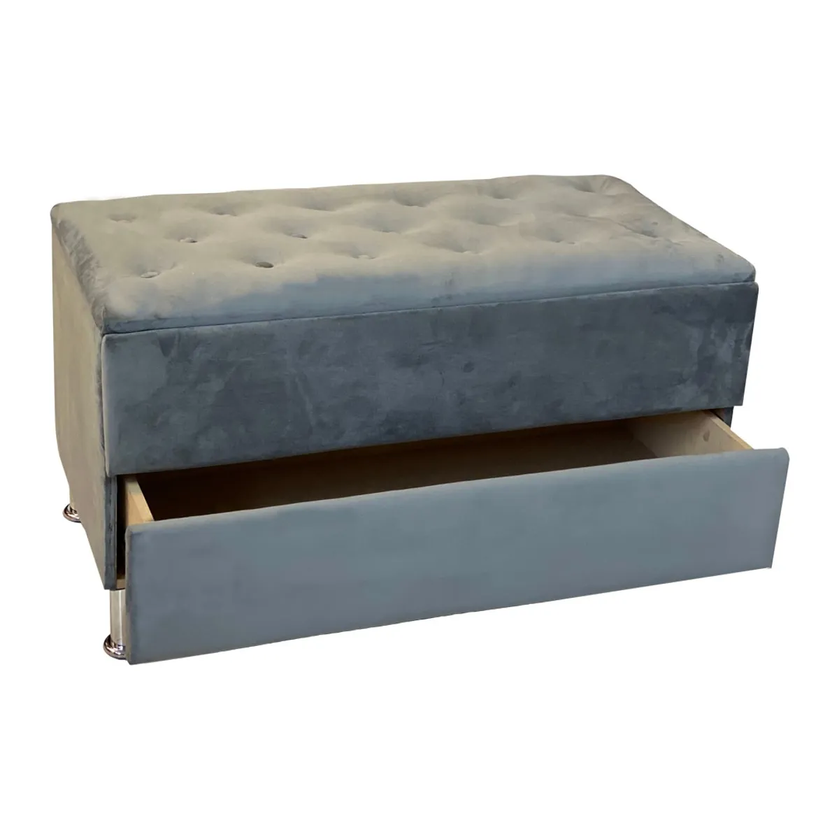 MUEBLES HVM - Banqueta Baul Zapatero Gris Felpa Pmetal