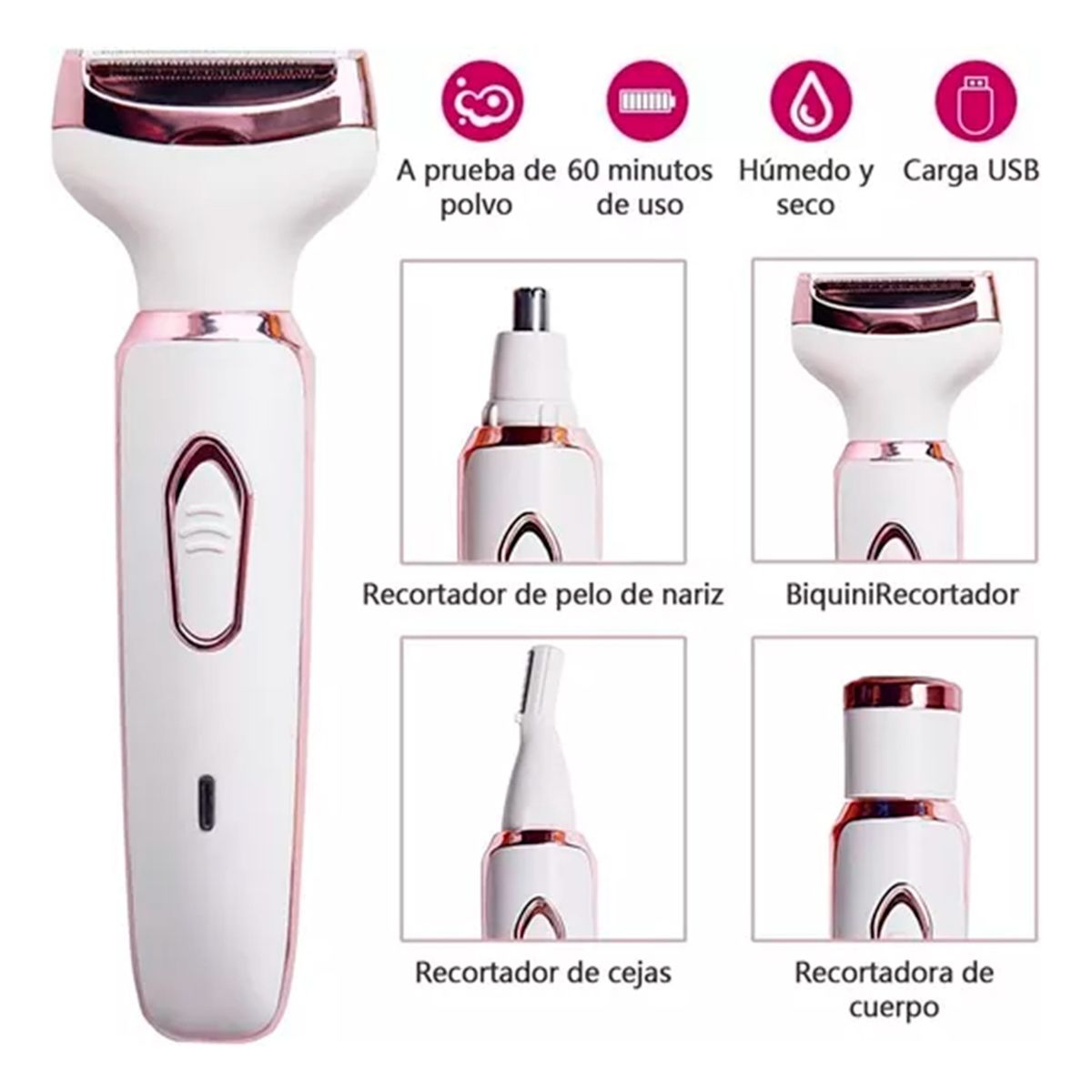 GENERICO - Depiladora Recargable 4 En 1 Recorte De Vello Corporal