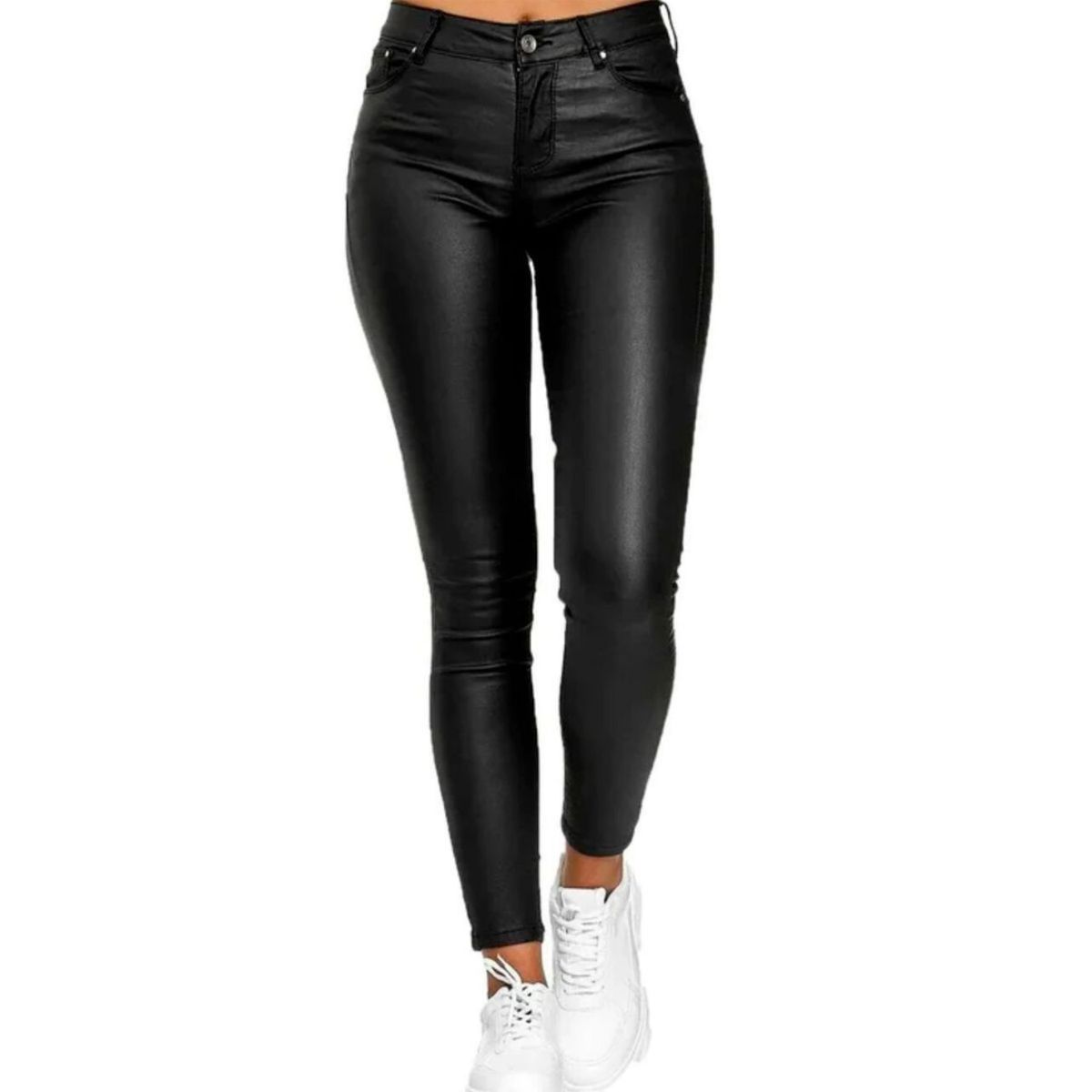 APOSTOL - Pantalon Ecocuero Mujer - Jeans  Elasticados Botón Cierre