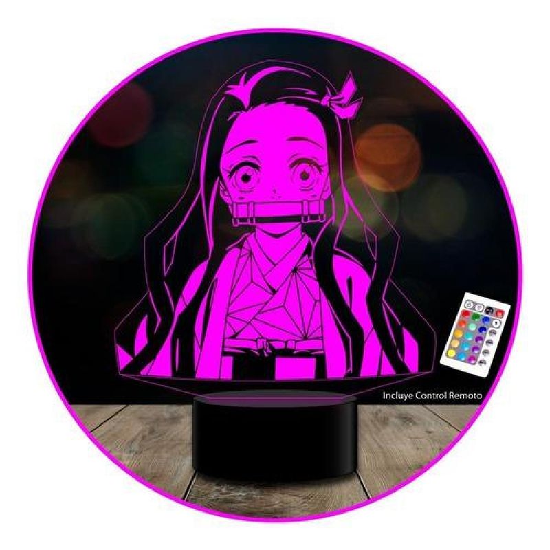GENERICO - Lampara Ilusión 3d Nezuko Demon Slayer Control Remoto