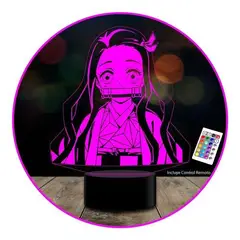 GENERICO - Lampara Ilusión 3d Nezuko Demon Slayer Control Remoto