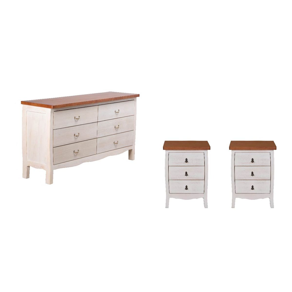 MUEBLES NATIVA - Combo Cómoda Catalina + 2 Veladores Catalina