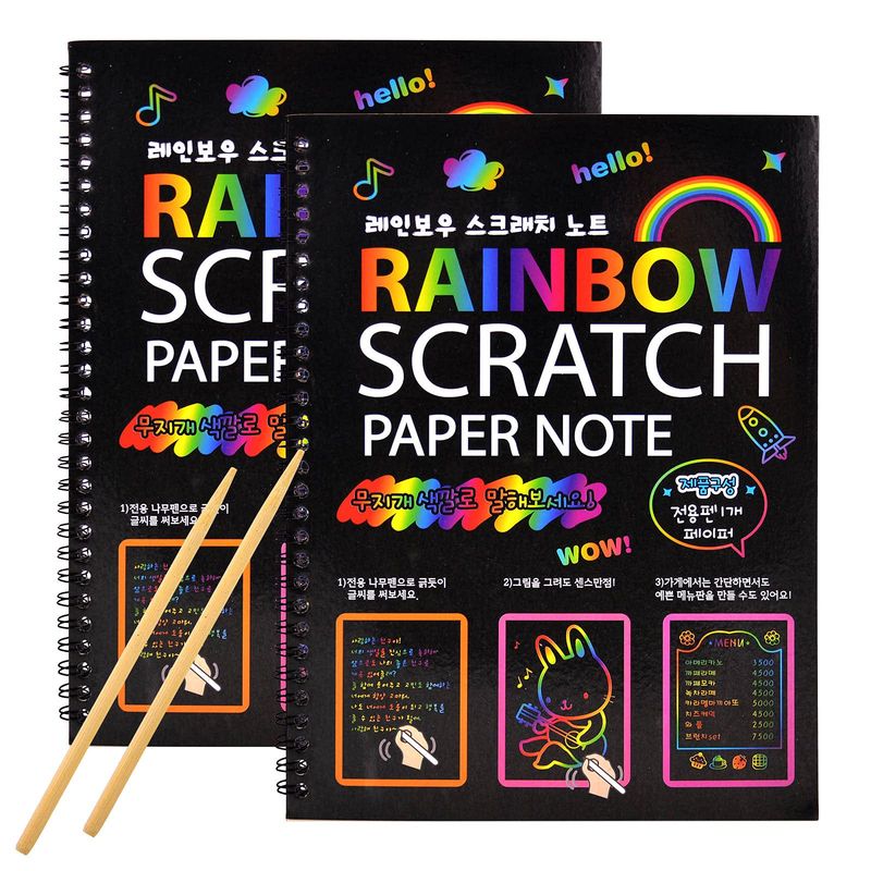 GENERICO - 6x Libro Para Pintar Rainbow Scratch Art - Arte Rascado