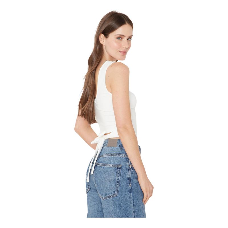JACINTA TIENDA - Polera Gracia crop con lazo III blanca Jacinta Tienda