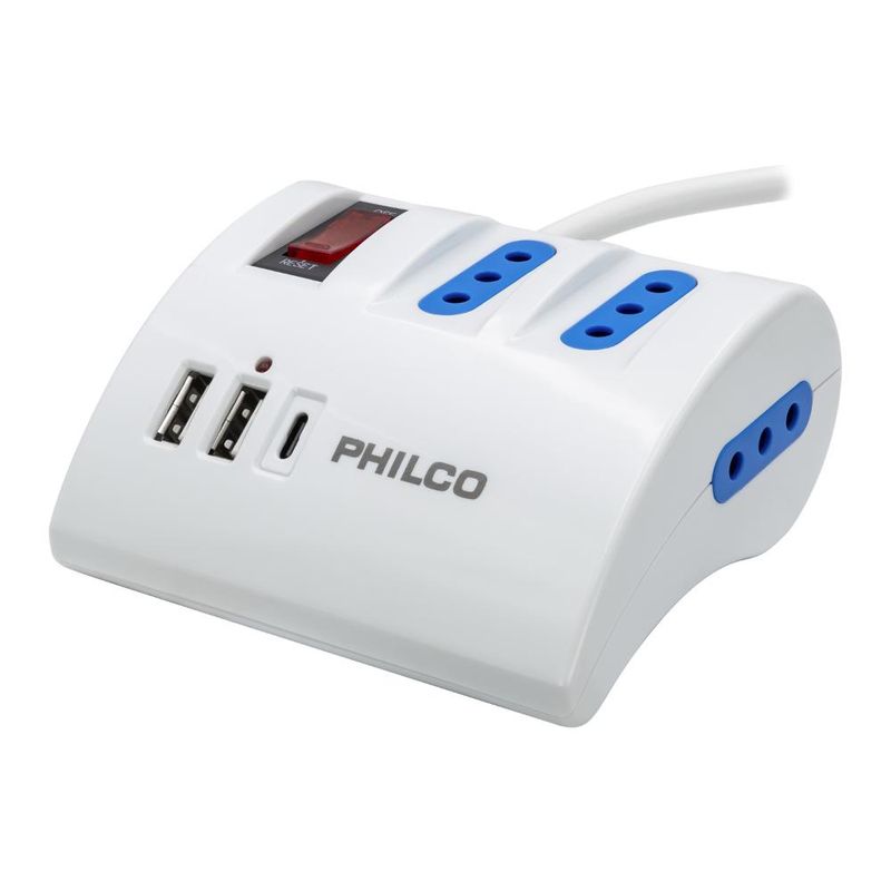 PHILCO - EXTENSIÓN DE ESCRITORIO AC/USB TIPO C - Blanco
