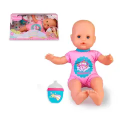 NENUCO - Muñeca Biberon Y Sonajero - Enterito Rosa Con Puntitos