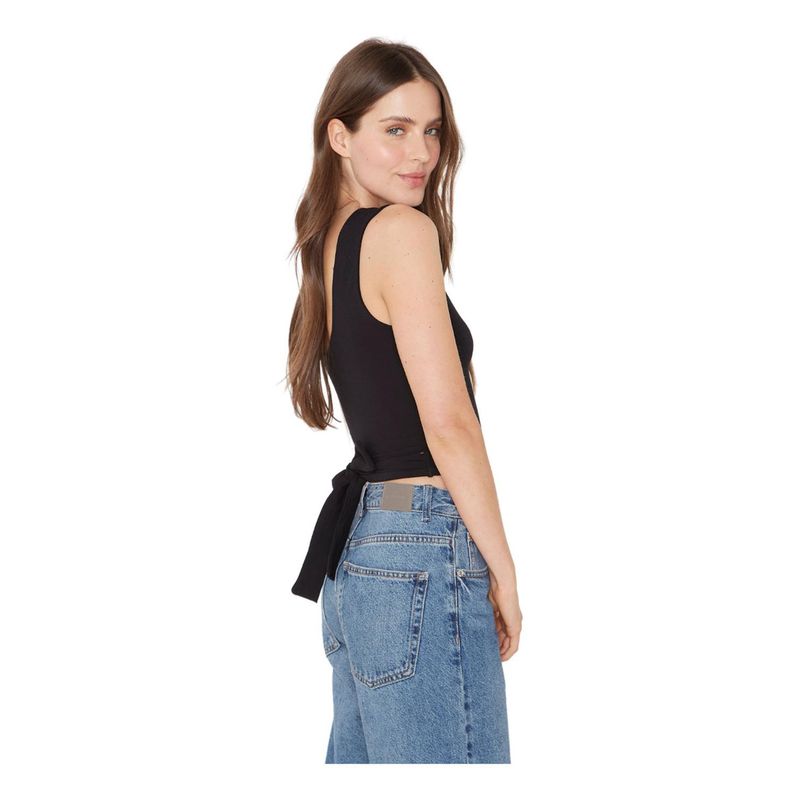 JACINTA TIENDA - Polera Gracia crop con lazo III negra Jacinta Tienda_.