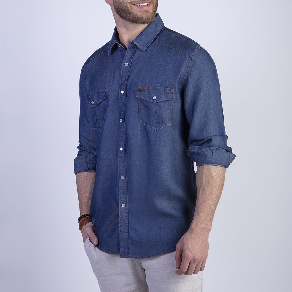 FEROUCH - Camisa Tencel Dallas Fj Azul Ferouch