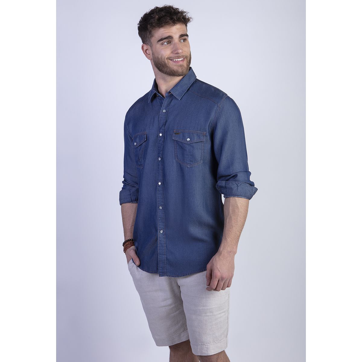 FEROUCH - Camisa Tencel Dallas Fj Azul Ferouch