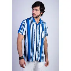 FEROUCH - Camisa Estampada Aqua F Azul
