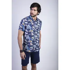 FEROUCH - Camisa Estampada Dakota Fj Azul