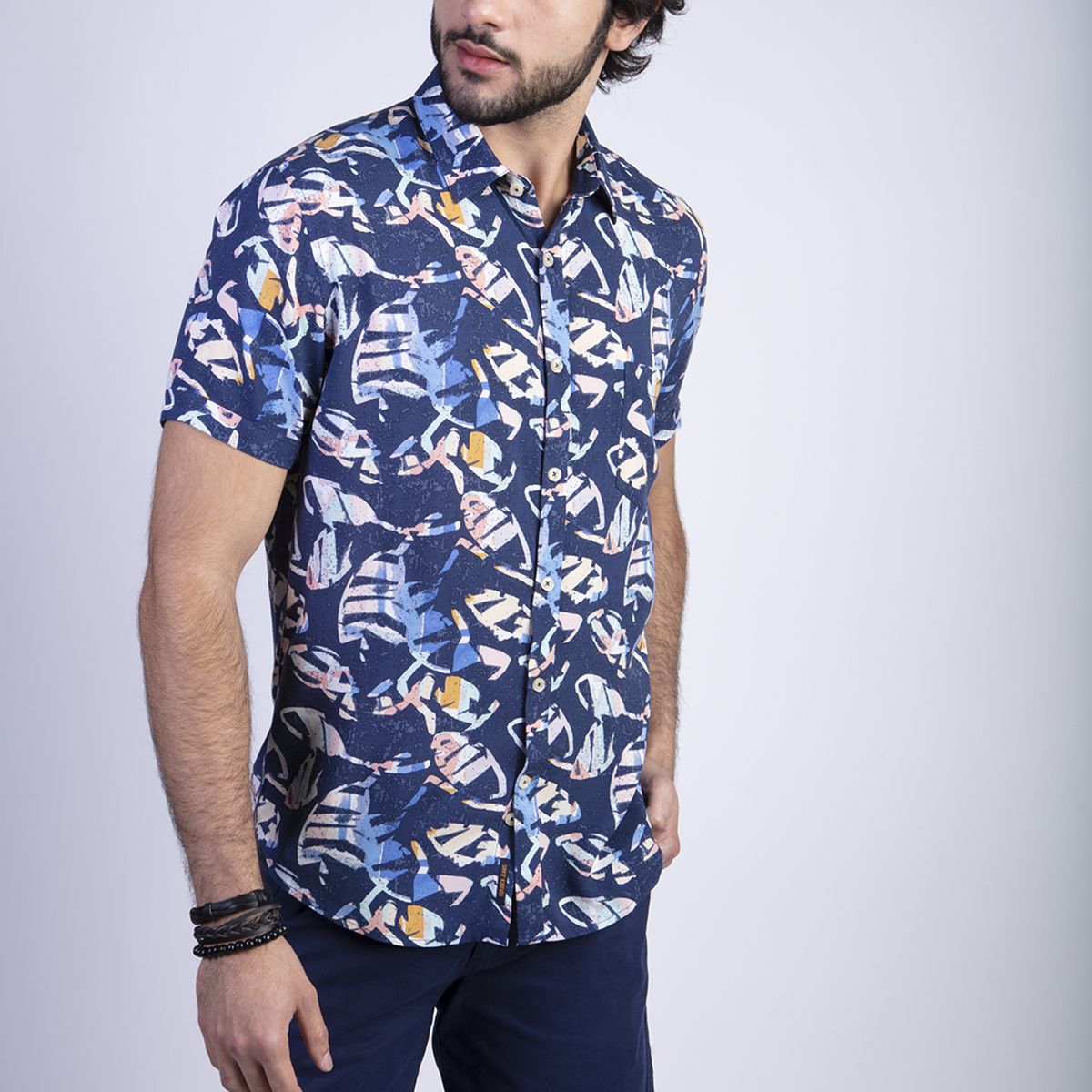 FEROUCH - Camisa Estampada Dakota Fj Azul Ferouch