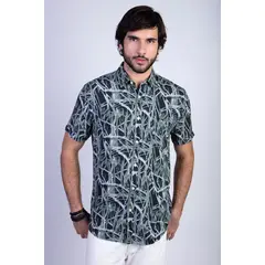 FEROUCH - Camisa Estampada Bamboo Fj Verde
