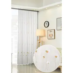 GENERICO - Visillo tela delgada translucida con diseño bordado de flores 2 visillo 140x230 C/U