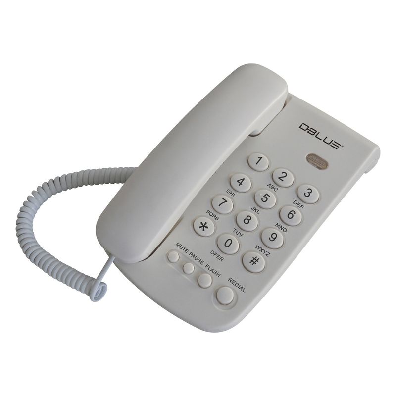 DBLUE - Teléfono Fijo Sobremesa O Pared Números Grandes Blanco - SC