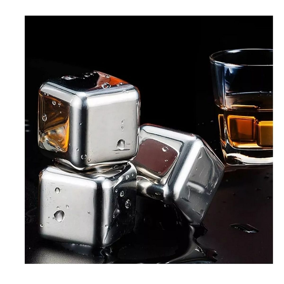 GENERICO - 4 Cubitos De Hielo De Acero Inoxidable Reutilizables Whisky