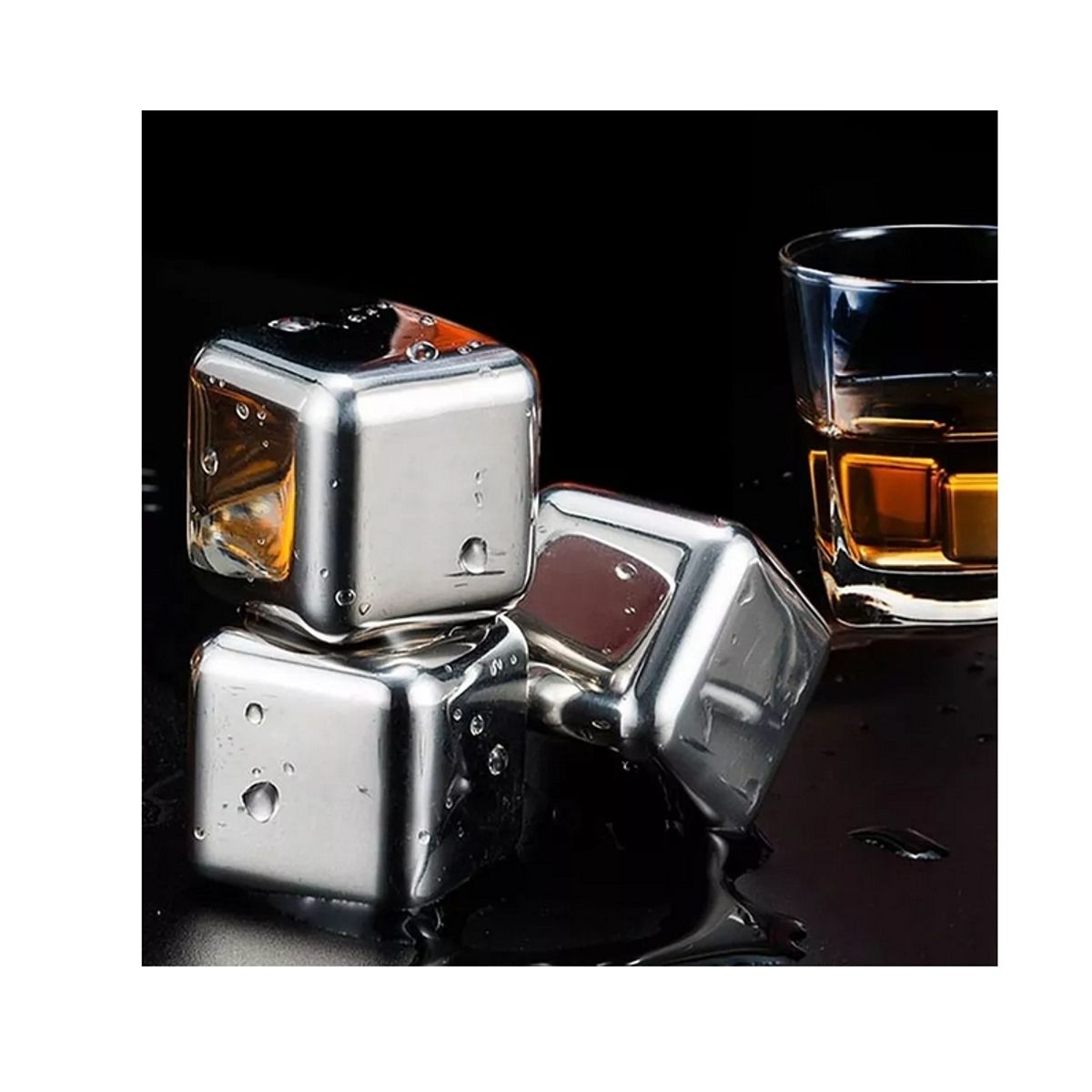 GENERICO - 4 Cubitos De Hielo De Acero Inoxidable Reutilizables Whisky