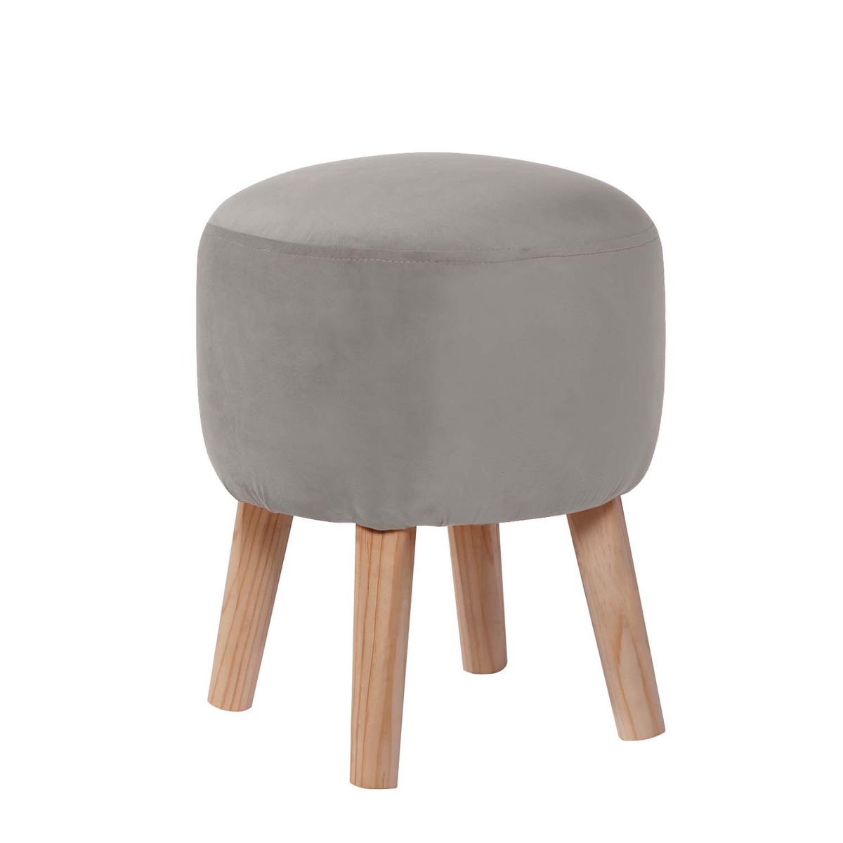 LATAM HOME - Puff Latam Hom Nantes Tela Velvet Gris Patas de Madera