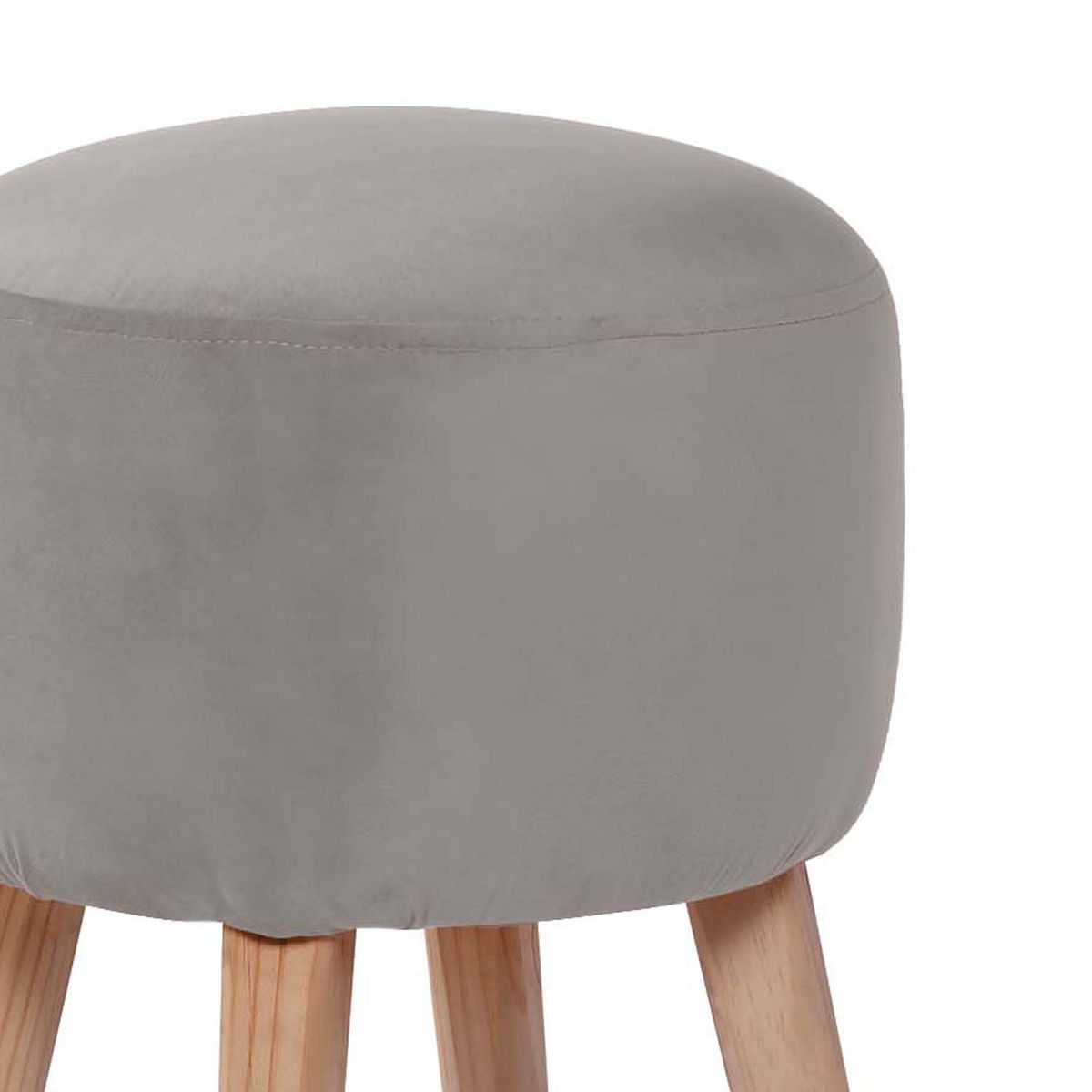 LATAM HOME - Puff Latam Hom Nantes Tela Velvet Gris Patas de Madera