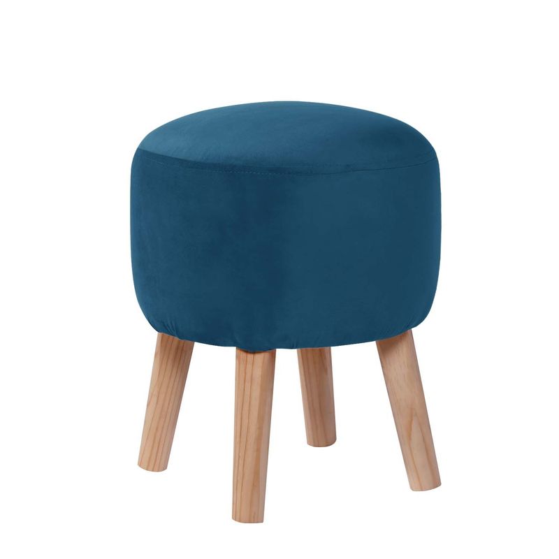 LATAM HOME - POUF NANTES  TELA VELVET AZUL PETROLEO