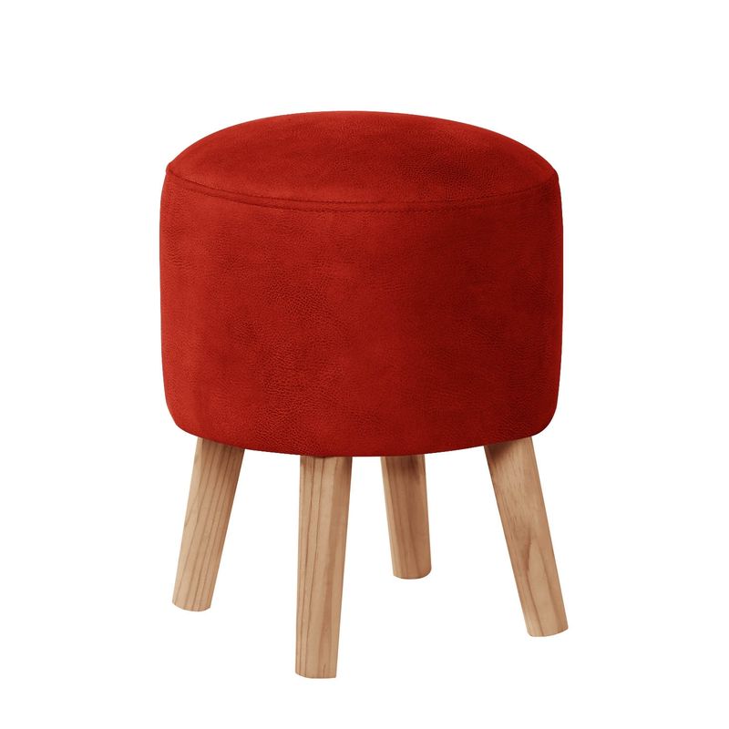 LATAM HOME - POUF NANTES  CUERO KENTUCKY ROJO