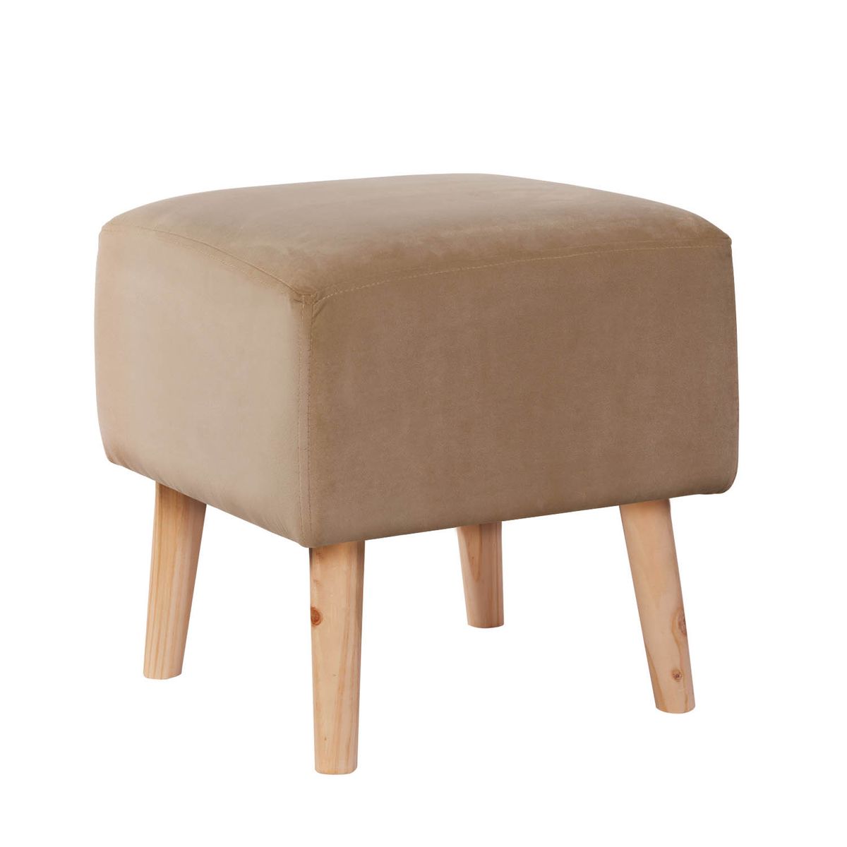 LATAM HOME - Pouf Burdeos Tela Velvet Beige