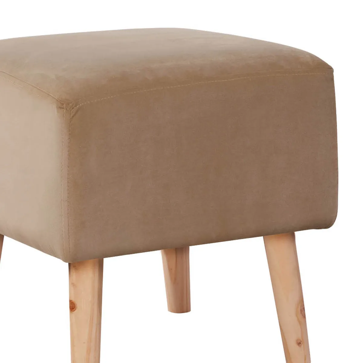 LATAM HOME - Pouf Burdeos Tela Velvet Beige