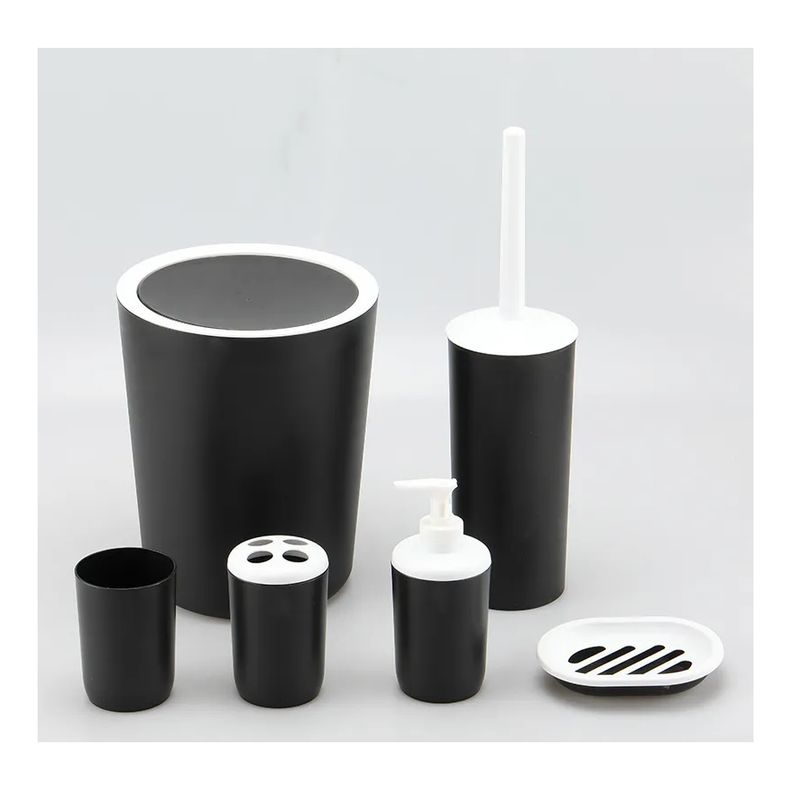GENERICO - Set De Baño 6  Accesorio Elegante Negro