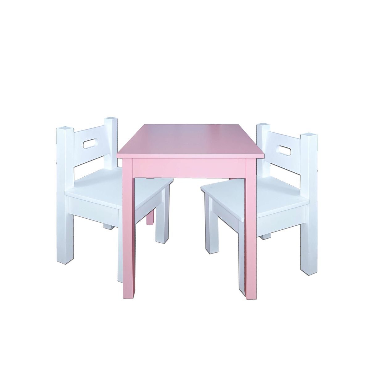DECORACION CREATIVA - Mesa infantil con 2 sillas Lacadas Rosado Blanco