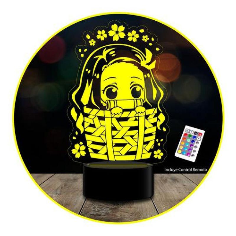 GENERICO - Lampara 3d Nezuko Canasta Super Kawaii Demon Slayer C Remoto